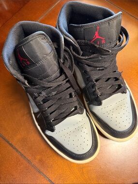 Nike Air Jordan Mid-Top Sneakers in Black, Gray and Red
